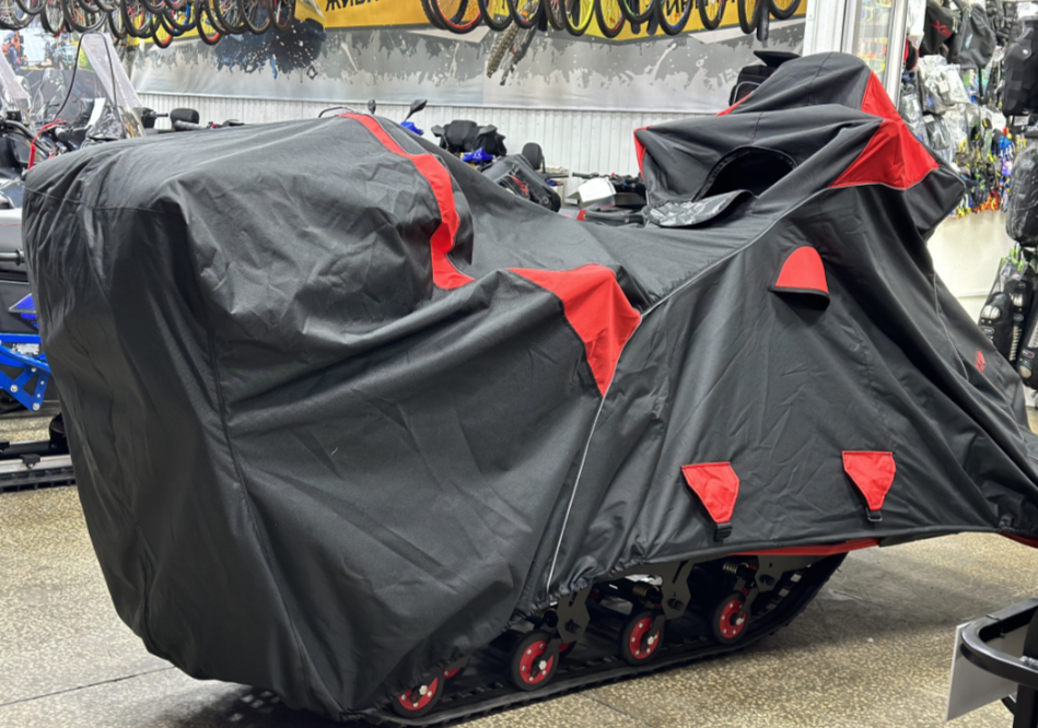 Чехол транспорт. снегохода IKUDZO HUNTER черно-красный Оксфорд ПРЕМИУМ качества с лого IKUDZO в Балашихе