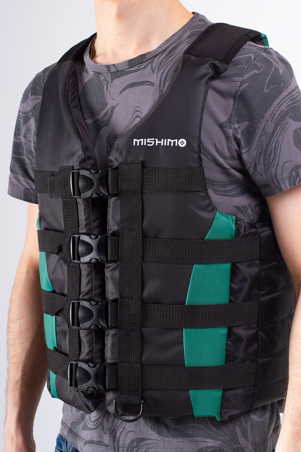 Жилет спасательный MISHIMO PRO Премиум качества Черно-зеленый в Балашихе