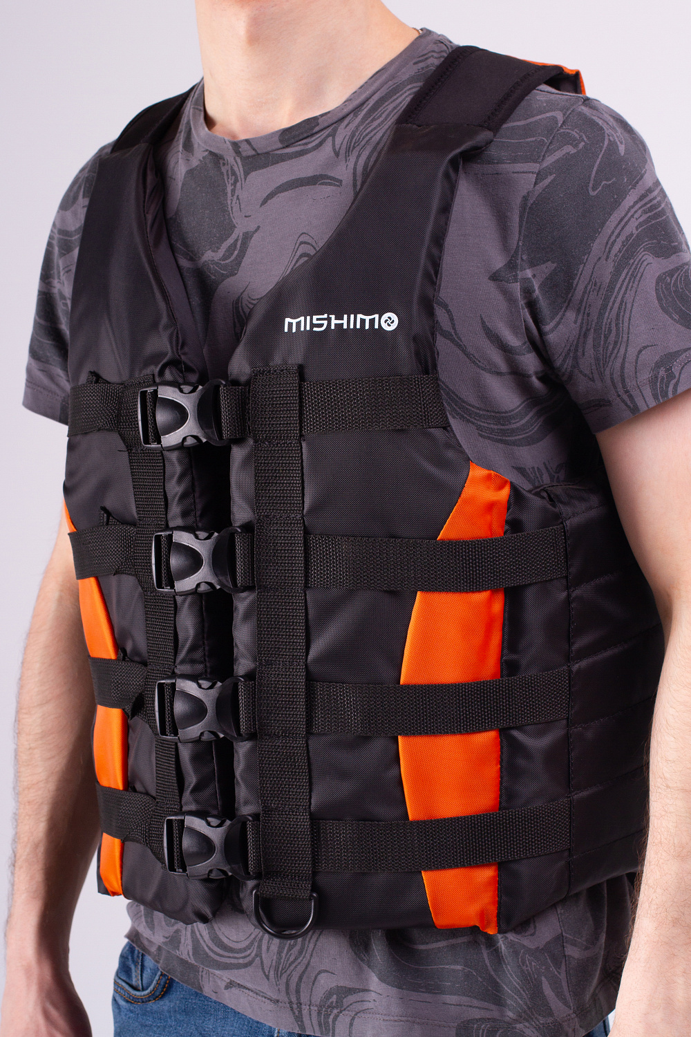 Жилет спасательный MISHIMO PRO Премиум качества Черно-оранжевый в Балашихе